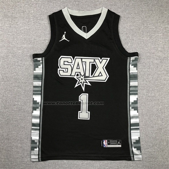 Maglia Bambino San Antonio Spurs Victor Wembanyama #1 Statement 2022-23 Nero